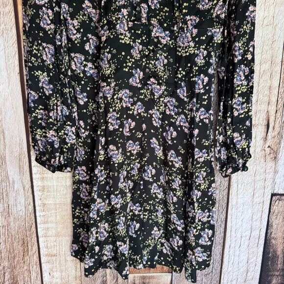 byTiMo Dress Floral Long Sleeve Mini Black Boho Romantic M Cottagecore Chic - Picture 6 of 8